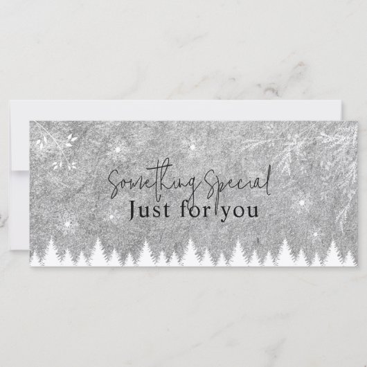 Silver Eis Grau Schneeflocken Pine Geschenkkarte (Vorderseite)