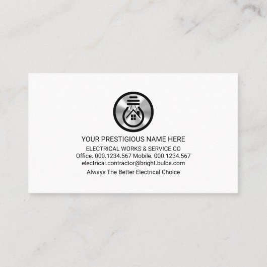 Silver Electrical Icons Electrical Visitenkarte (Rückseite)