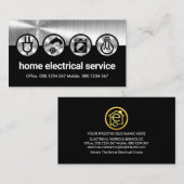 Silver Electrical Icons on Black Visitenkarte (Vorne/Hinten)
