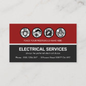 Silver Electrical Icons on Red Gray Layers Visitenkarte (Vorderseite)