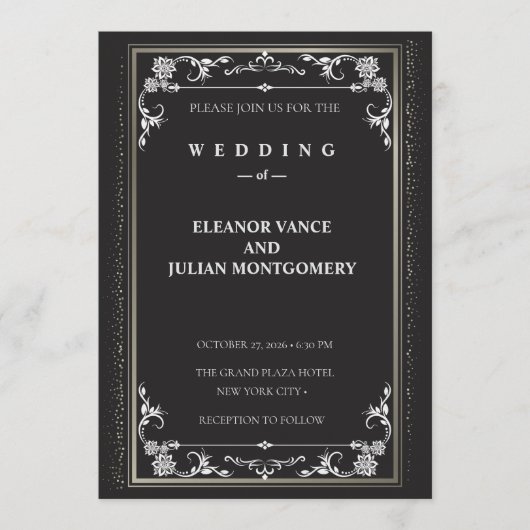 Silver Elegance Collection Wedding Invitation Einladung (Vorderseite)