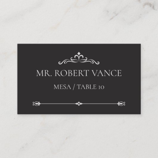 Silver Elegance Collection Wedding Place Card Platzkarte (Vorderseite)