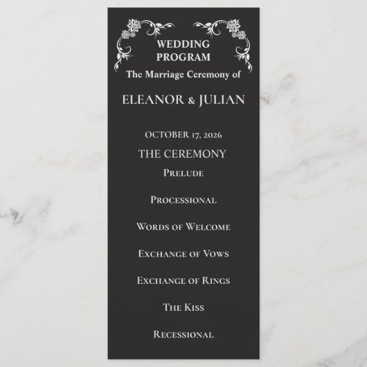 Silver Elegance Collection Wedding Program Rack Programm (Vorderseite)