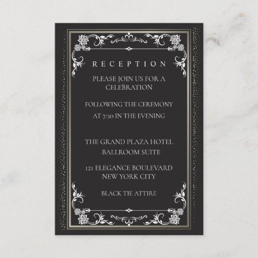 Silver Elegance Collection Wedding Reception Card Begleitkarte (Vorderseite)