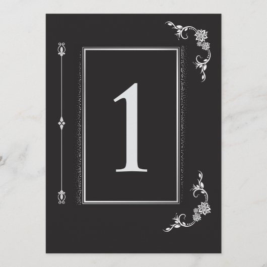 Silver Elegance Collection Wedding Table Number Einladung (Vorderseite)