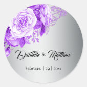 Silver Elegance Lila Rose Bouquet Wedding Runder Aufkleber (Vorderseite)