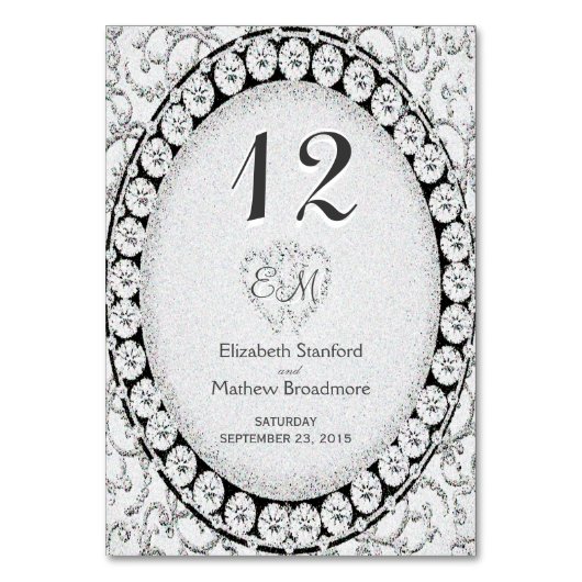 Silver Elegance Monogram Tischnummer (Rückseite)