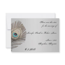 Silver Elegance Peacock Save the Date