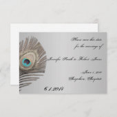 Silver Elegance Peacock Save the Date (Vorne/Hinten)