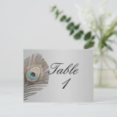 Silver Elegance Peacock-Tischnummer Postkarte (Stehend Vorderseite)