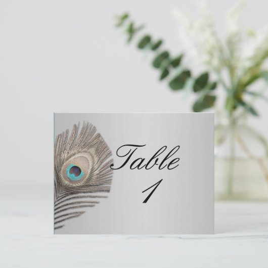 Silver Elegance Peacock-Tischnummer Postkarte (Stehend Vorderseite)