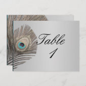 Silver Elegance Peacock-Tischnummer Postkarte (Vorne/Hinten)
