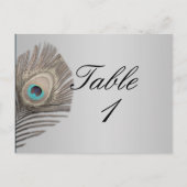 Silver Elegance Peacock-Tischnummer Postkarte (Vorderseite)