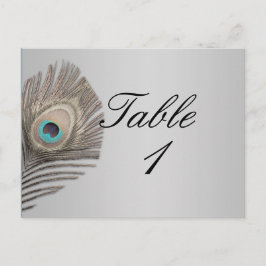 Silver Elegance Peacock-Tischnummer Postkarte