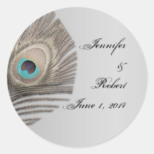 Silver Elegance Peacock Umschlag Aufkleber