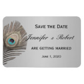 Silver Elegance Peacock Wedding Magnet (Horizontal)