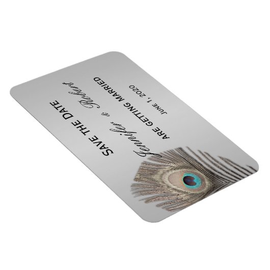 Silver Elegance Peacock Wedding Magnet (Rechte Seite)