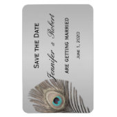 Silver Elegance Peacock Wedding Magnet (Vertikal)
