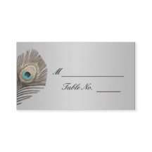 Silver Elegance Peacock Wedding Platzkarte
