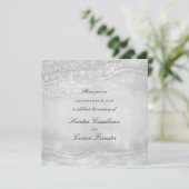 Silver Elegance Sparkling Moderner Platz Hochzeit Einladung (Stehend Vorderseite)
