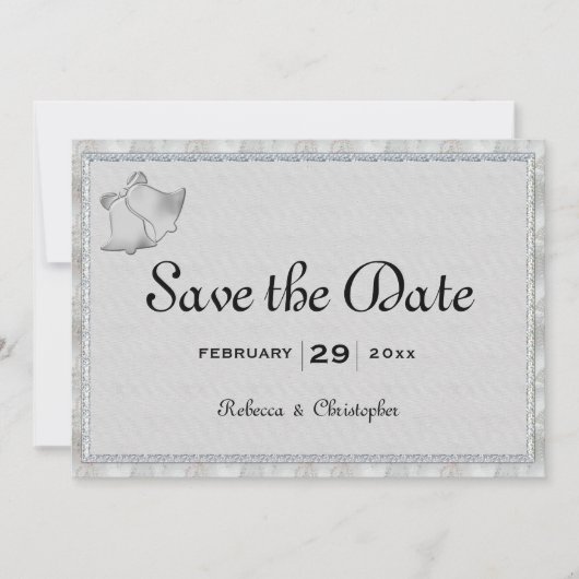 Silver Elegance Wedding Bells Save The Date (Vorderseite)