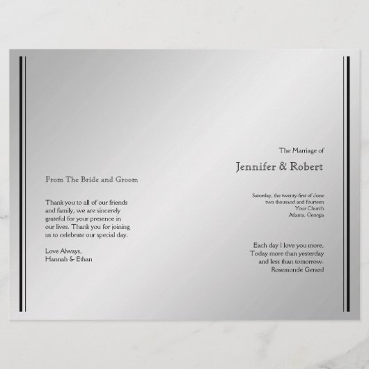 Silver Elegance Wedding Program (Vorderseite)