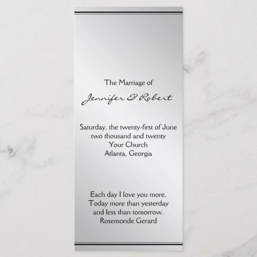 Silver Elegance Wedding Program Programm (Vorderseite)
