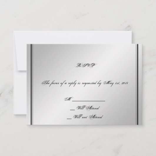 Silver Elegance Wedding Response Card RSVP Karte (Vorderseite)