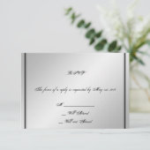 Silver Elegance Wedding Response Card RSVP Karte (Stehend Vorderseite)