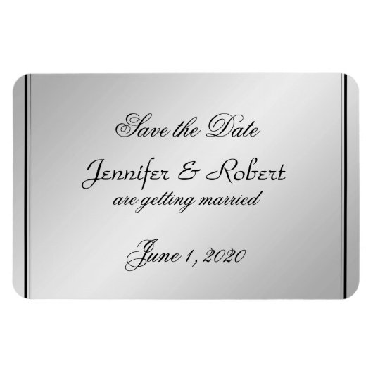 Silver Elegance Wedding Save the Date Magnet (Horizontal)