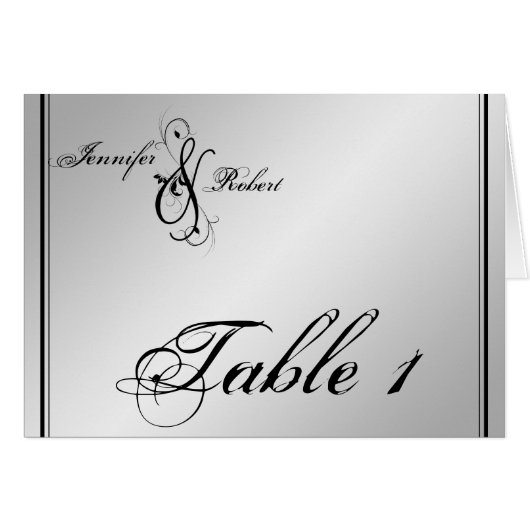 Silver Elegance Wedding Tischnummer (Vorderseite (Horizontal))