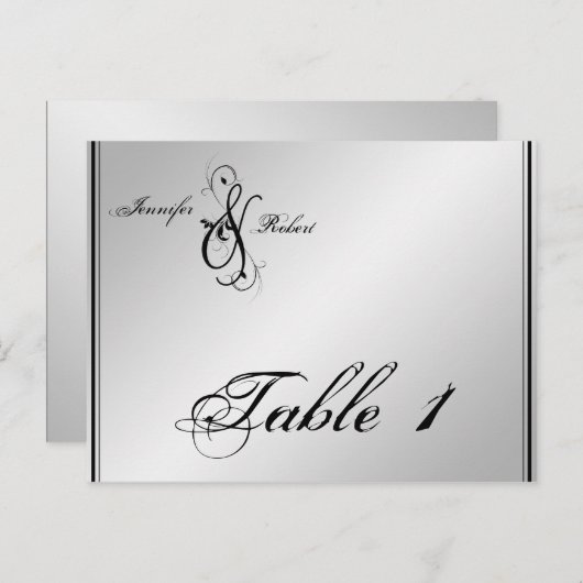 Silver Elegance Wedding Tischnummer (Vorne/Hinten)