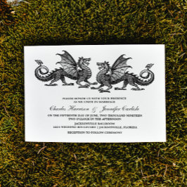 Silver Elegant Dragon Wedding Invite Einladung