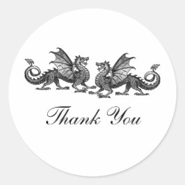 Silver Elegant Dragons Danke Stickers