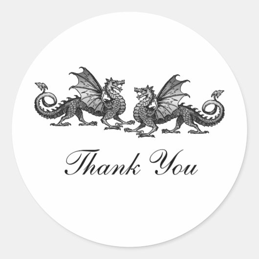 Silver Elegant Dragons Danke Stickers (Vorderseite)