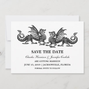 Silver Elegant Dragons Save the Date einladen Einladung