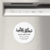 Silver Elegant Dragons Save the Date Magnet (In Situ (Geschirrspüler))