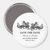 Silver Elegant Dragons Save the Date Magnet (Vorderseite/Rückseite)
