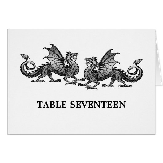 Silver Elegant Dragons Tischnummer Card (Vorderseite (Horizontal))
