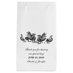 Silver Elegant Dragons Wedding Gift Bag Kleine Geschenktüte