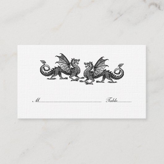 Silver Elegant Dragons Wedding Platzkarte (Vorderseite)
