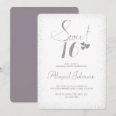 Silver Elegant Girls Sweet 16 Geburtstag Einladung (Vorne/Hinten)