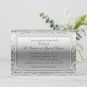 Silver Elegant Glamour Hochzeit Einladungen (Stehend Vorderseite)