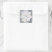Silver Elegant Lotus OM Quadratischer Aufkleber (Tasche)