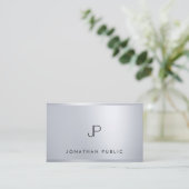 Silver Elegant Mit Monogramm Moderne Vorlage Trend Visitenkarte (Stehend Vorderseite)