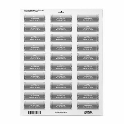 Silver Elegant Modern Wedding Address Labels (Vorne)
