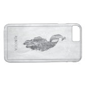 Silver Elegant Peacock Personalisiert Case-Mate iPhone Hülle (Rückseite (Horizontal))