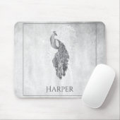 Silver Elegant Peacock Personalisiert Mouse Pad Mousepad (Mit Mouse)