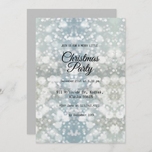 Silver Elegant Simple Modern Christmas Party Inv Einladung (Vorne/Hinten)