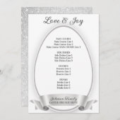 Silver Elegant Simple Oaster Egg Brunch Dinner Menükarte (Vorne/Hinten)